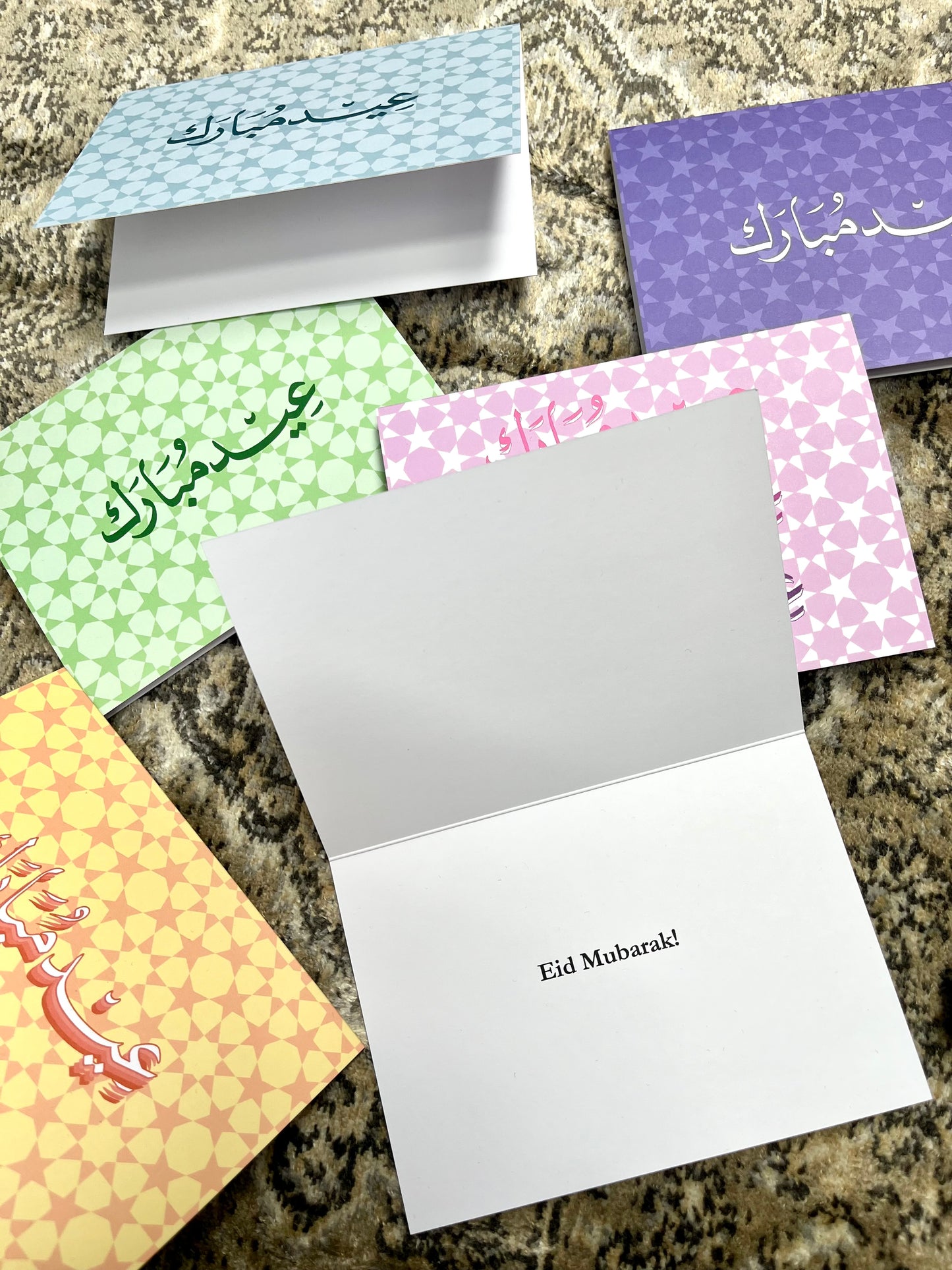 Vibrant Eid Mubarak Card – A6 Colorful Geometric Arabic Design 🕌 | Perfect for Eid al-Fitr & Eid al-Adha 🌙 #Yellow