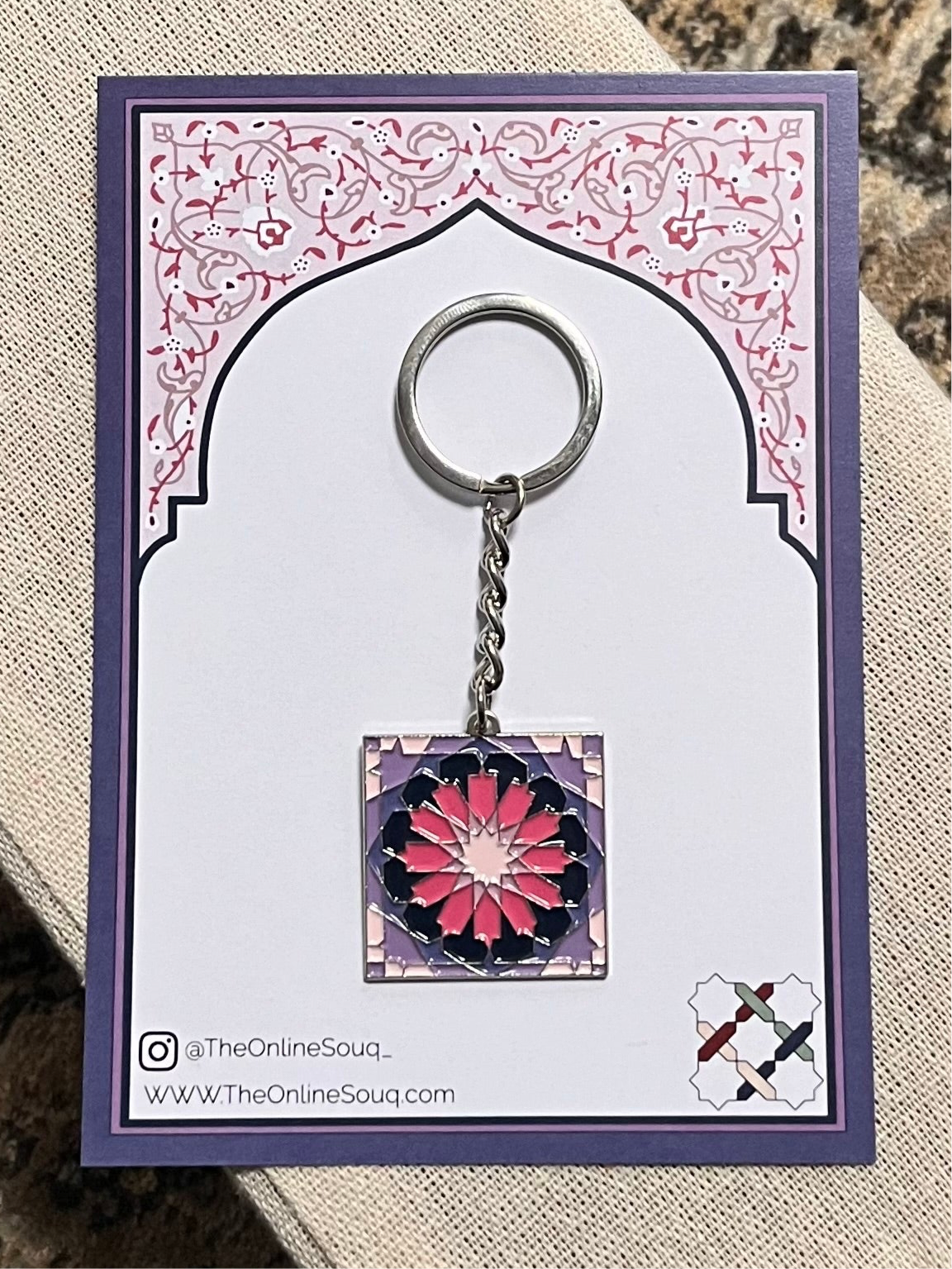 Pink & Purple Square Keyring