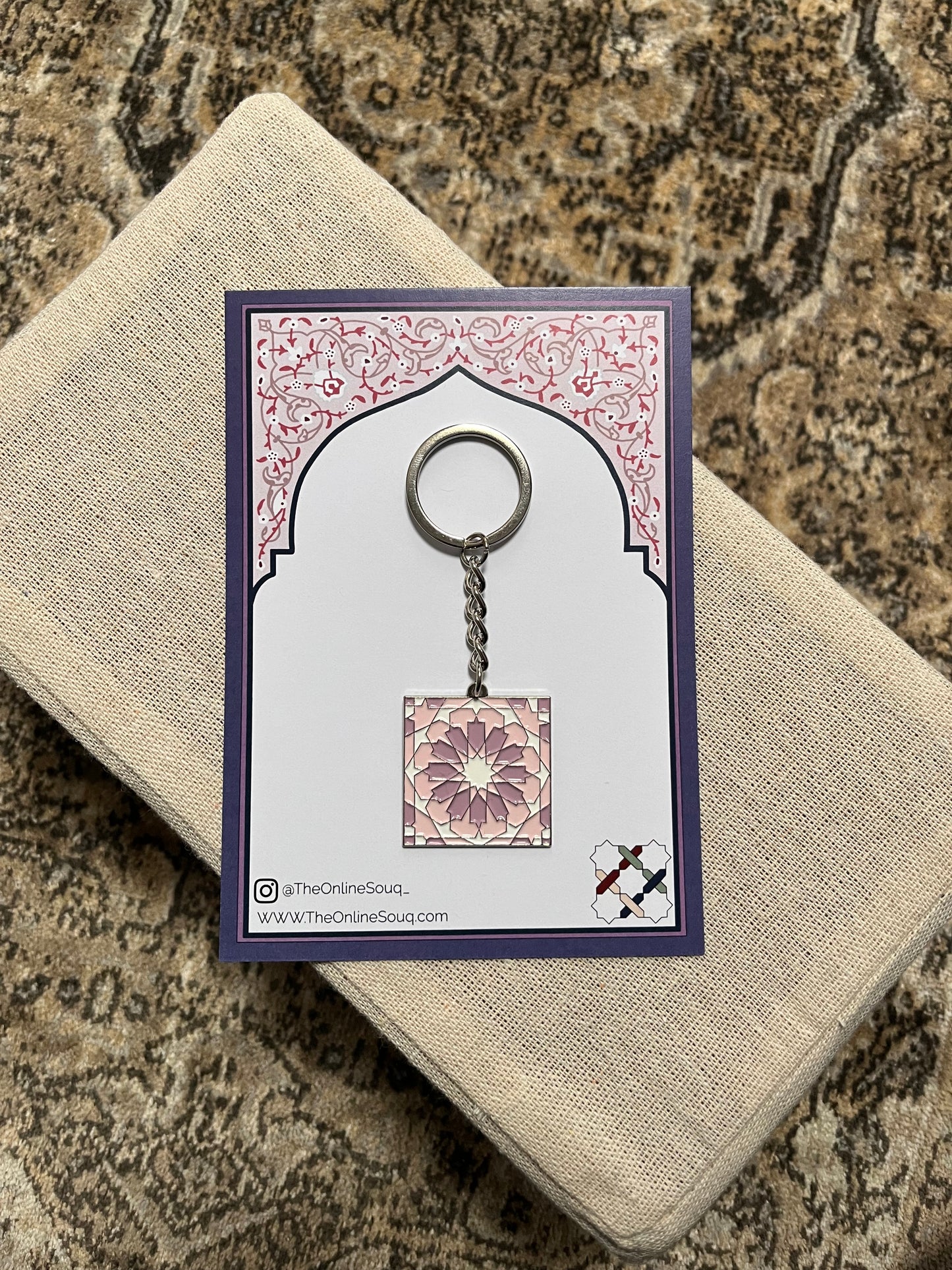 Baby Pink Square Keyring