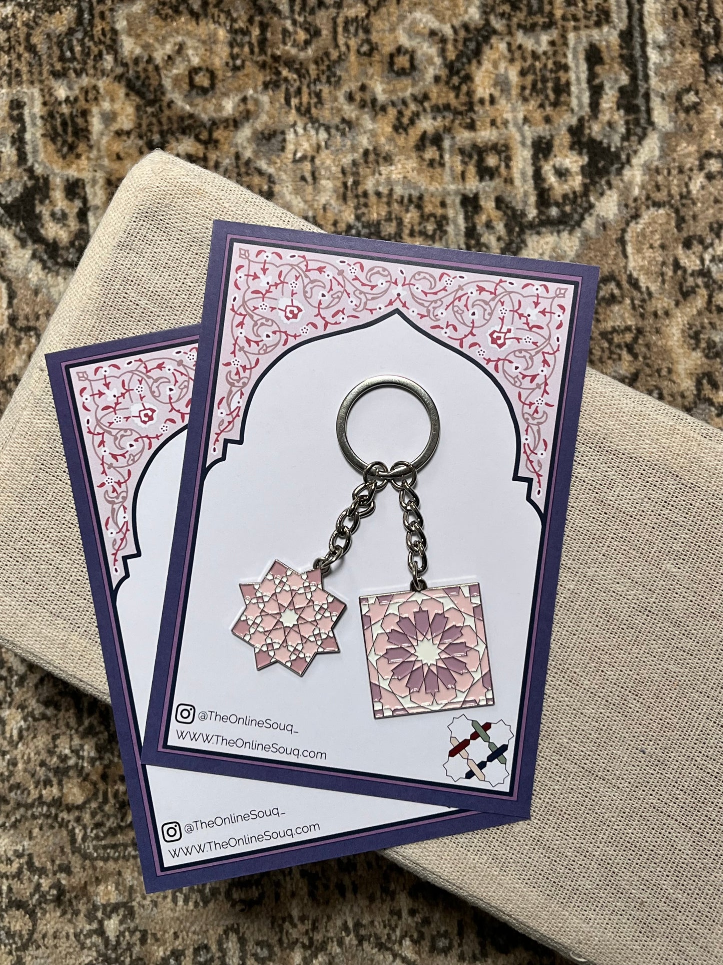 Baby Pink Square Keyring