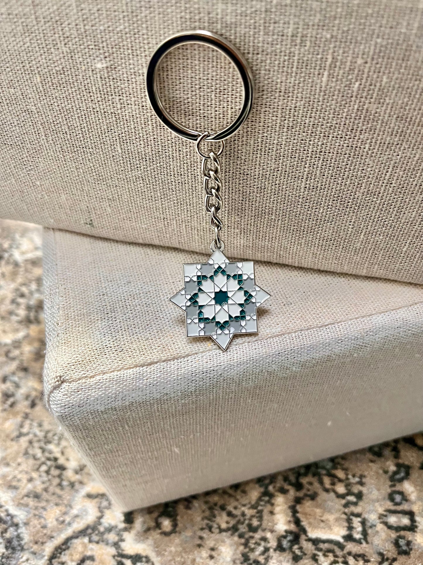 Grey & Green Star Keyring