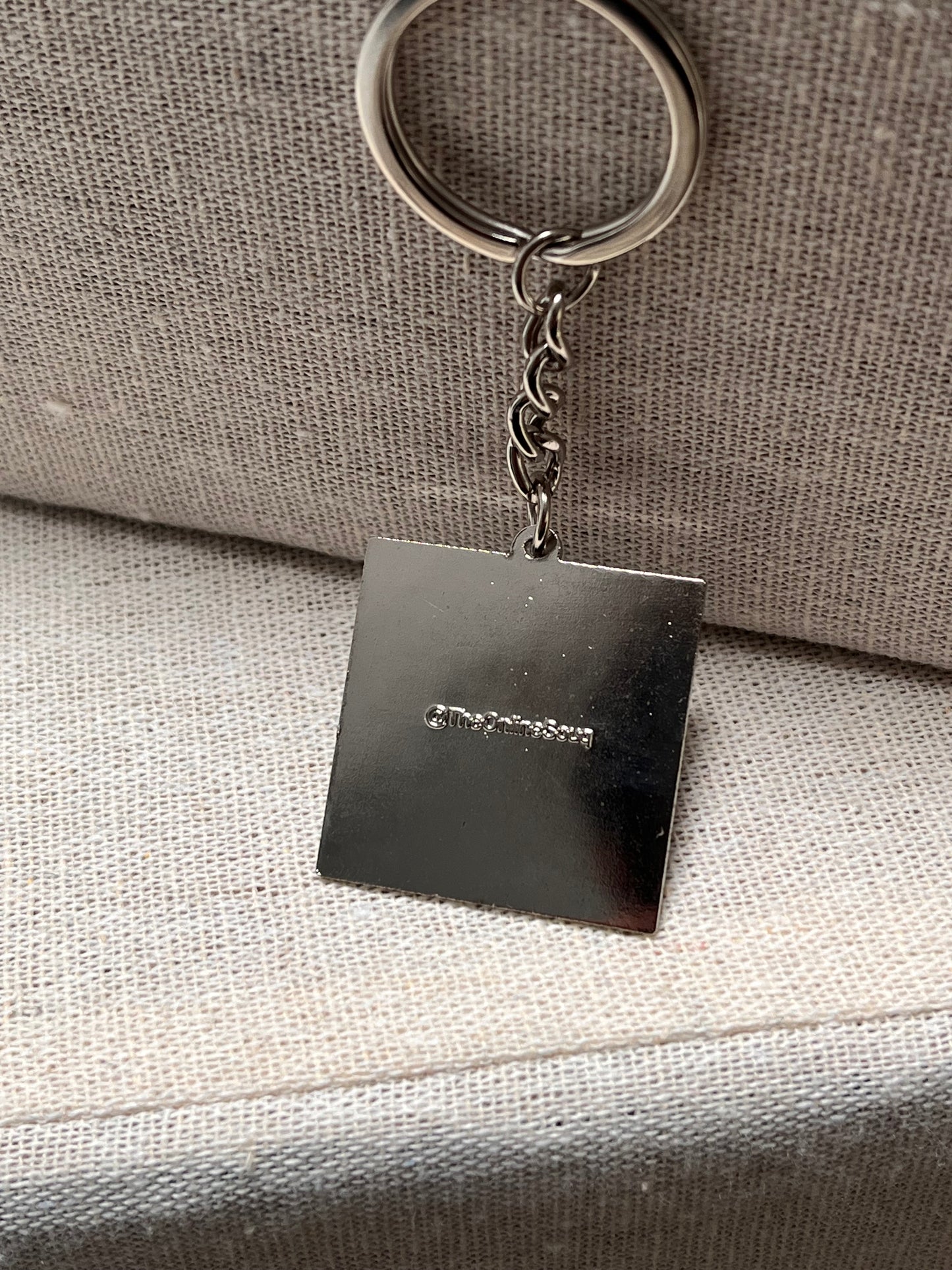 Grey & Green Square Keyring