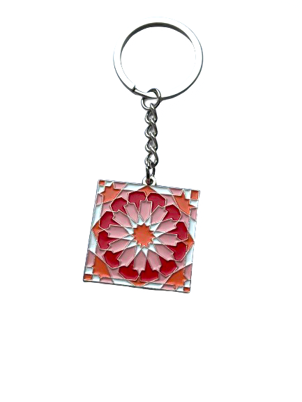 Moorish Knot Keyring - Pink+Red