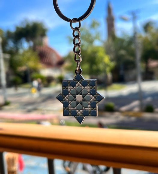 'Rub El Hizb' Keyring- Light blue