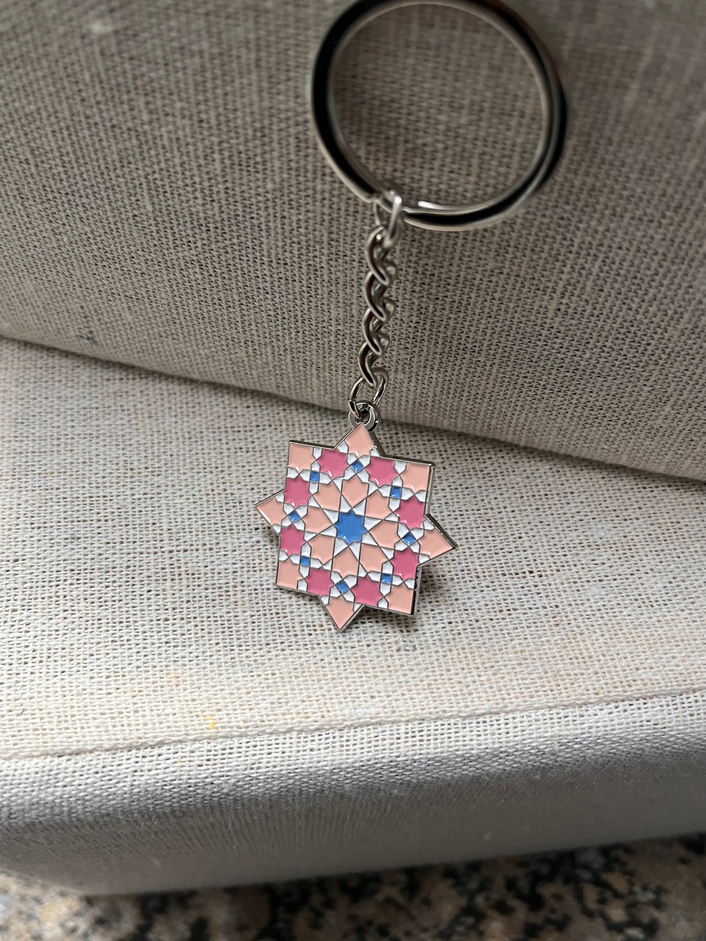 Pink and Blue Star KEYRING