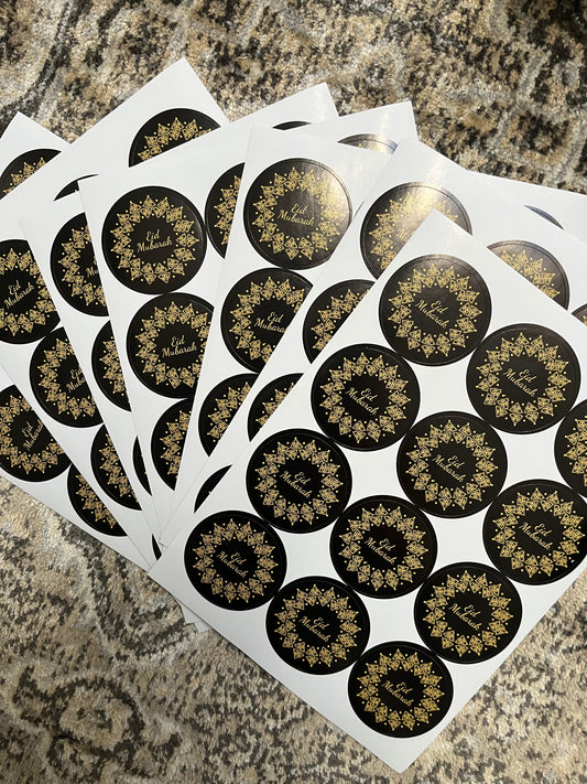Eid Mubarak Stickers – Elegant Islamic Festive Stickers for Gifts, Decorations & Favors