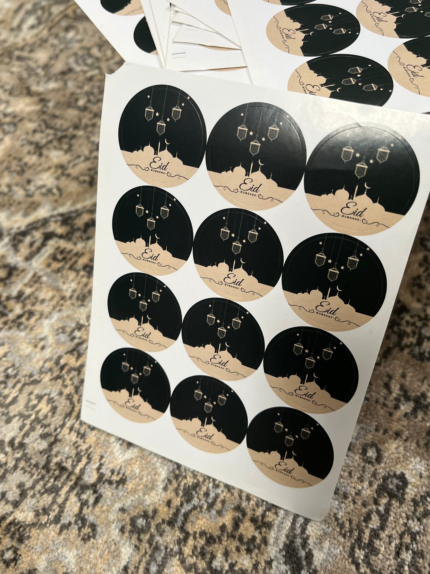 Eid Mubarak Stickers – Elegant Islamic Festive Stickers for Gifts, Decorations & Favors
